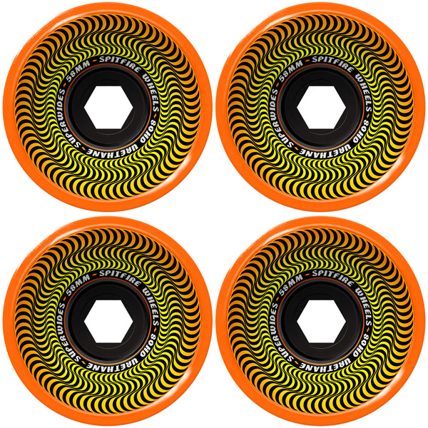Spitfire Skateboard Wheels 58mm 80HD Superwides Orange Soft