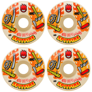 Spitfire Skateboard Wheels 60mm 99A Big Beatdowns Formula 4 Classics with Bronson Pro G3 Bearings