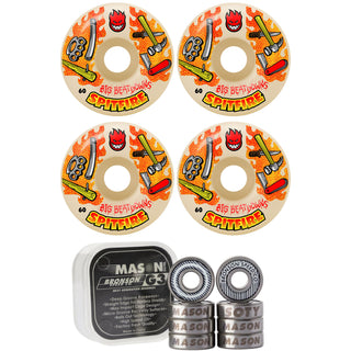 Spitfire Skateboard Wheels 60mm 99A Big Beatdowns Formula 4 Classics with Bronson Pro G3 Bearings