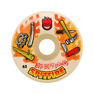 Spitfire Skateboard Wheels 62mm 99A Big Beatdowns Formula 4 Classics with Bronson Pro G3 Bearings