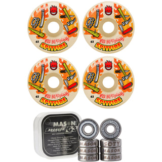 Spitfire Skateboard Wheels 62mm 99A Big Beatdowns Formula 4 Classics with Bronson Pro G3 Bearings