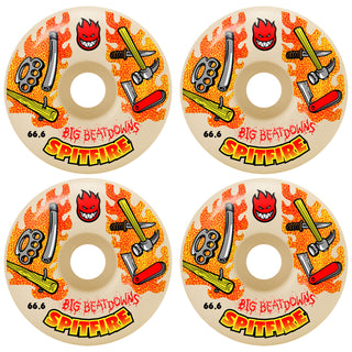 Spitfire Skateboard Wheels 66.6mm 99A Big Beatdowns Formula 4 Classics with Bronson Pro G3 Bearings