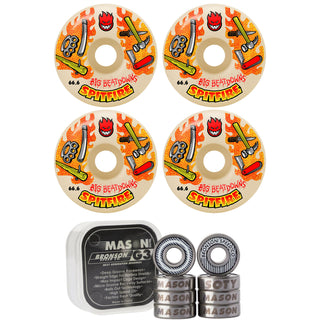 Spitfire Skateboard Wheels 66.6mm 99A Big Beatdowns Formula 4 Classics with Bronson Pro G3 Bearings