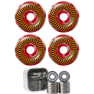 Spitfire Skateboard Wheels 52mm Red Swirl Classics with Bronson Pro G3 Bearings
