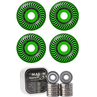 Spitfire Skateboard Wheels 52mm F4 99A Classic Neon Green with Bronson Pro G3 Bearings