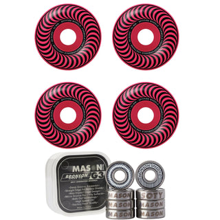 Spitfire Skateboard Wheels 53mm F4 99A Classic Neon Pink with Bronson Pro G3 Bearings