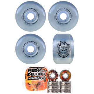 Spitfire Skateboard Wheels 56mm Grimple Dust Radial 90A Sapphires with Bronson Pro G3 Bearings