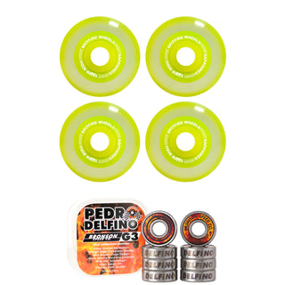 Spitfire Skateboard Wheels 58mm Neon Yellow Conical Full 90A Sapphires with Bronson Pro G3 Bearings