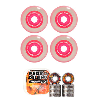 Spitfire Skateboard Wheels 60mm Neon Pink Conical Full 90A Sapphires with Bronson Pro G3 Bearings