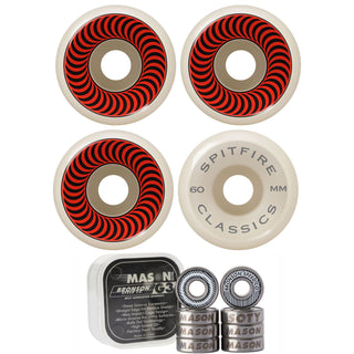 Spitfire Skateboard Wheels 60mm Classics with Bronson Pro G3 Bearings