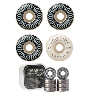Spitfire Skateboard Wheels 54mm 99A Formula 4 Classics with Bronson Pro G3 Bearings