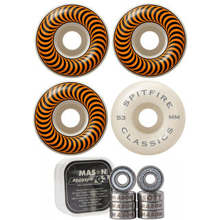 Spitfire Skateboard Wheels 53mm Classics with Bronson Pro G3 Bearings