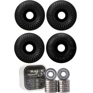 Spitfire Skateboard Wheels 56mm 99A Black Formula 4 Classics with Bronson Pro G3 Bearings