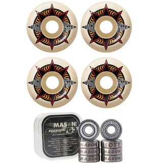 Spitfire Skateboard Wheels 52mm 99A Tiago Sure Shot Formula 4 Classics with Bronson Pro G3 Bearings