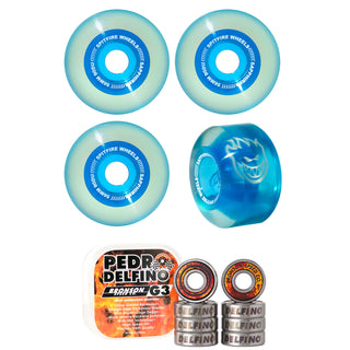 Spitfire Skateboard Wheels 56mm Blue Radial 90A Sapphires with Bronson Pro G3 Bearings