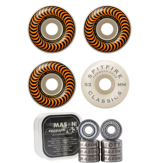 Spitfire Skateboard Wheels 53mm 101A Formula 4 Classics with Bronson Pro G3 Bearings