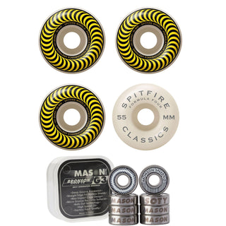 Spitfire Skateboard Wheels 55mm 101A Formula 4 Classics with Bronson Pro G3 Bearings