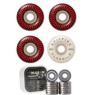 Spitfire Skateboard Wheels 60mm 101A Formula 4 Classics with Bronson Pro G3 Bearings