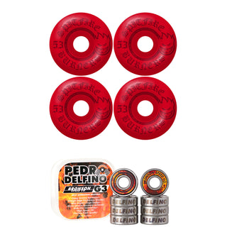 Spitfire Skateboard Wheels 53mm Red Burners with Bronson Pro G3 Bearings