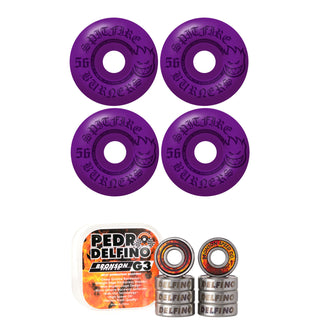 Spitfire Skateboard Wheels 56mm Purple Burners with Bronson Pro G3 Bearings