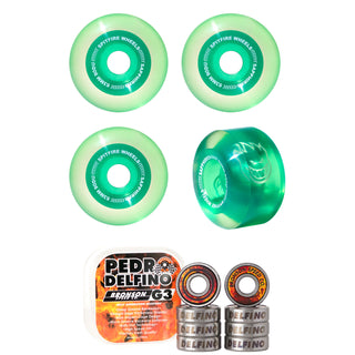 Spitfire Skateboard Wheels 53mm Green Radial 90A Sapphires with Bronson Pro G3 Bearings