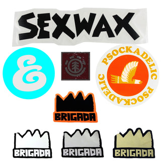 Element, Brigada, Psockadelic, Expedition, and Sex Wax Skatebaord Stickers 9 Pack
