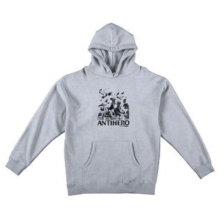 Anti Hero Skateboards Hoody Pigeon Intelligence Pullover Grey Heather/Black Grey