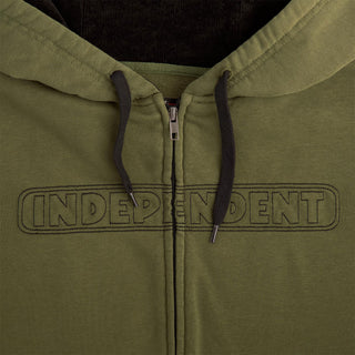 Independent Skateboard Trucks Hoody Bar Stitch Zip Olive