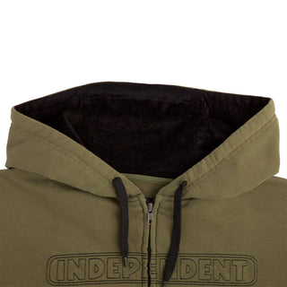 Independent Skateboard Trucks Hoody Bar Stitch Zip Olive