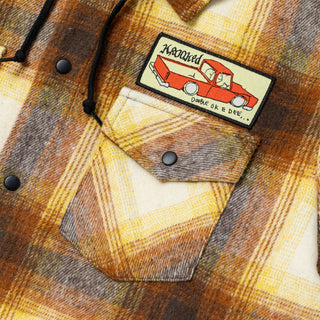 Krooked Skateboards Hoody Double OK Flannel Brown/Tan Plaid Brown