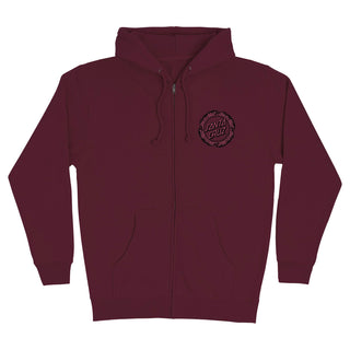 Santa Cruz Skateboards Hoody Flame Ringed Dot Zip Maroon