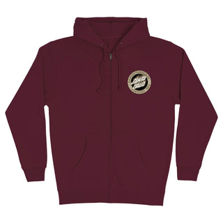 Santa Cruz Skateboard Sweatshirt Flamed MFG Dot Zip Up Hoody Maroon