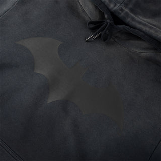Welcome x Batman Skateboard Sweatshirt Bat Logo Sun-Fade Hoodie Black