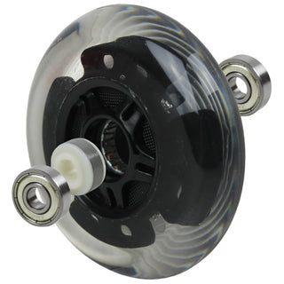 LED Scooter Wheels Set of 2 With Bearings - Black/Clear