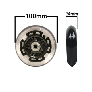 LED Scooter Wheels Set of 2 With Bearings - Black/Clear