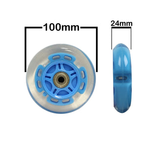 LED Scooter Wheels Set of 2 With Bearings - Blue/Clear