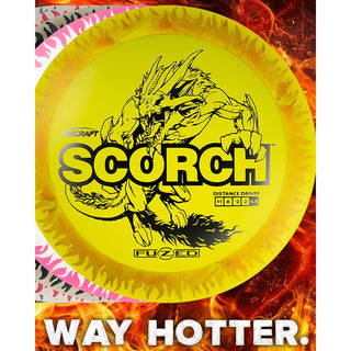 Discraft Disc Golf FuZed Line Scorch with Flame Pattern Distance Driver 11/6/-2/2 Red with Cotton Candy Flame/Lavender 173-174g