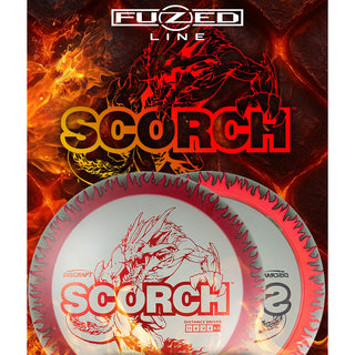 Discraft Disc Golf FuZed Line Scorch with Flame Pattern Distance Driver 11/6/-2/2 Red with Cotton Candy Flame/Lavender 173-174g