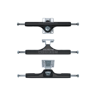 Slappy Skateboard Trucks ST1 Hollow Wide Boys Laser Black/Polished 10.5" Pair