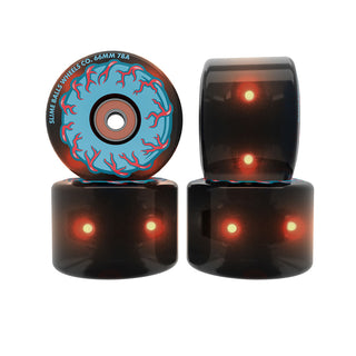 Slime Balls Skateboard Wheels 66mm Prayer Candle Light Ups 78A Transparent Black with Bronson Bearings
