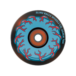 Slime Balls Skateboard Wheels 66mm Prayer Candle Light Ups 78A Transparent Black with Bronson Bearings