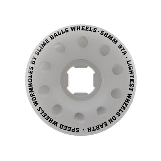 Slime Balls Skateboard Wheels 58mm Worm Holes 97A White