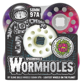 Slime Balls Skateboard Wheels 58mm Worm Holes 97A White