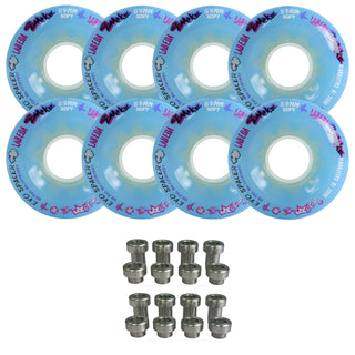 Labeda Smoke Evo Roller Hockey Wheels - Blue Soft 59mm - 8-Pack with Evo Spacers