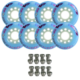 Labeda Smoke Evo Roller Hockey Wheels - Blue Soft 68mm - 8-Pack with Evo Spacers