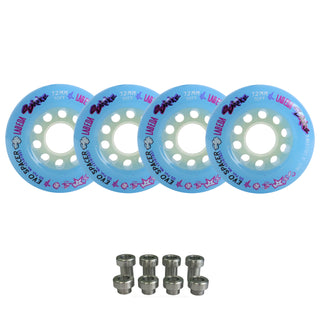 Labeda Smoke Evo Roller Hockey Wheels - Blue Soft 72mm - 4-Pack with Evo Spacers