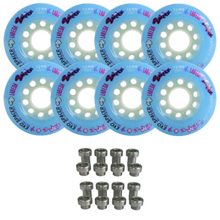 Labeda Smoke Evo Roller Hockey Wheels - Blue Soft 72mm - 8-Pack with Evo Spacers