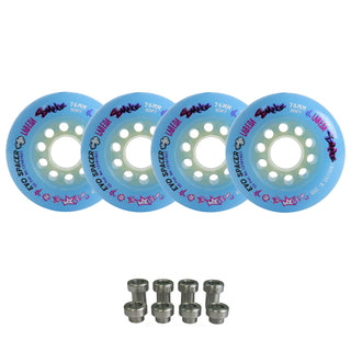 Labeda Smoke Evo Roller Hockey Wheels - Blue Soft 76mm - 4-Pack with Evo Spacers