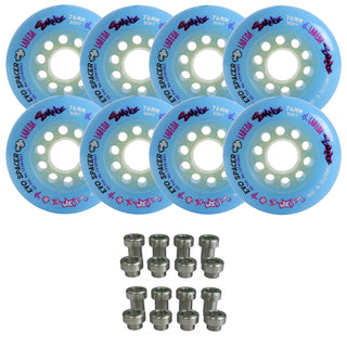 Labeda Smoke Evo Roller Hockey Wheels - Blue Soft 76mm - 8-Pack with Evo Spacers