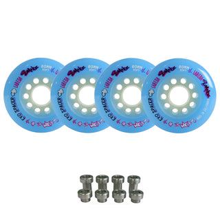 Labeda Smoke Evo Roller Hockey Wheels - Blue Soft 80mm - 4-Pack with Evo Spacers